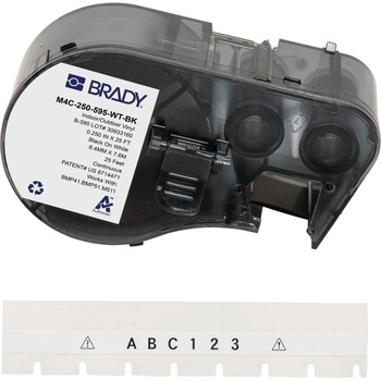 Brady M4C-250-595-WT-BK / 170949, 6.35 mm x 7.62 m, Винил, черен печат / бял фон (170949)