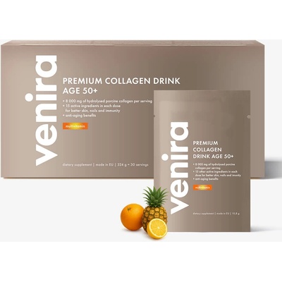 Venira PREMIUM kolagénový drink pre vlasy, nechty a pleť, age 50+, multivitamín, 30 vrecúšok