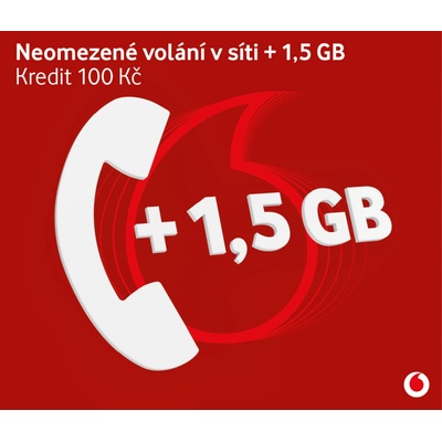 Vodafone SIM Předplacená karta edice Volej 1,5GB + 100 Kč kredit
