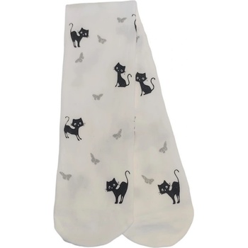 Detské pančuchy silonové 40 den vzor mačička s motýľom Princessa Biela