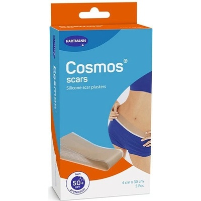 Cosmos scars silikónová náplasť na jazvy 4 x 30 cm s UV faktorom 50+ 5 ks