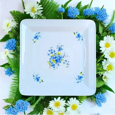 Český porcelán Dubí Talíř čtyřhranný 27,5cm POMNĚNKY