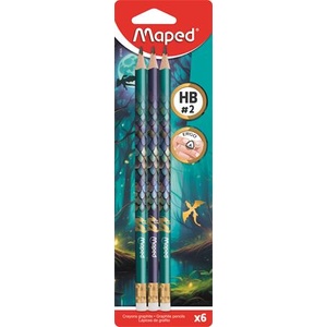 Maped Графитен молив с гума, HB, триъгълен, MAPED "Dragon dragon", 6 бр. 851829 (851829)