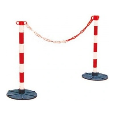 PROCITY Zahradzovacie stĺpiky s reťazou, červená/biela