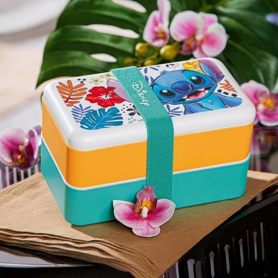 Egan Svačinový box Stitch dvoupatrový s příborem