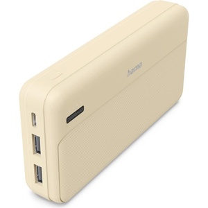 Hama Външна батерия "Pocket 20", 20000 mAh, Изходи: 2x USB-A, бежов (201775) - tehnik