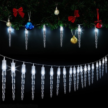 Goleto Vánoční LED řetěz rampouchy 14 m studená bílá 80 LED