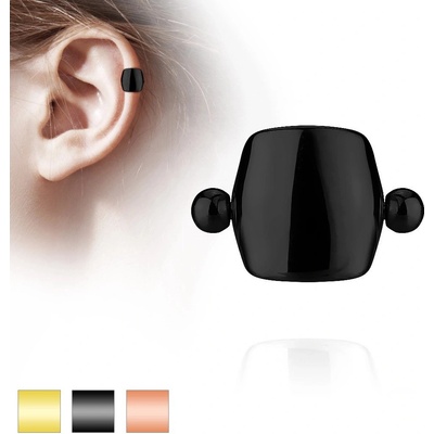 Šperky eshop piercing do tragu z oceli tyčinka s kuličkami a hladkým obloučkem W03.32 měděná