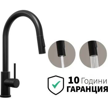 Твоят Стил - Кухненски Мивки Черен смесител за кухня с изтегляща глава, 2 режима на струя - 9010