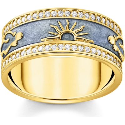 Thomas Sabo TR2450-565-1-58 Gold band ring w. white zirconia and enamel