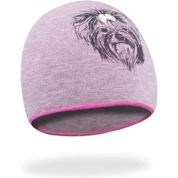 YO! dívčí dětská čepice s pejskem Lily růžově šedá