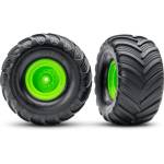 Traxxas колело 2.0/3.0", диск зелен офсет 29mm, гума Terra Groove (чифт)