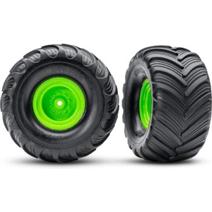 Traxxas колело 2.0/3.0", диск зелен офсет 29mm, гума Terra Groove (чифт)