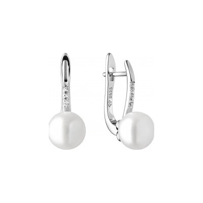 Gaura pearls Dámské stříbrné náušnice s pravou perlou a zirkony SK21228EL