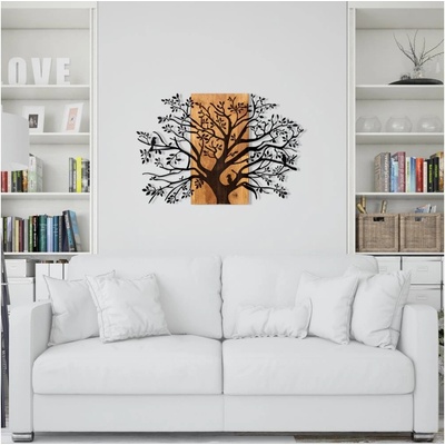 Asir | Nástenná dekorácia 85x58 cm strom drevo/kov | AS1657
