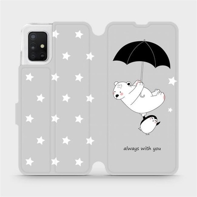 Pouzdro Mobiwear parádní flip Samsung Galaxy A51 - MH08P Méďa a tučňák - always with you