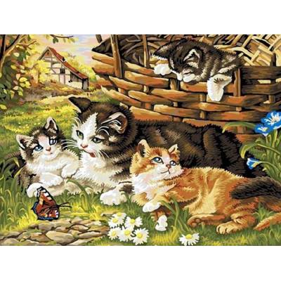 Norimpex - Puzzle Diamant painting: Cat family 30x40cm - 1 - 39 piese