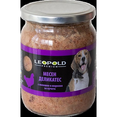 Leopold Dog - Пълноценна храна с птиче месо и зеленчуци за кучета в зряла възраст, 6х500 гр