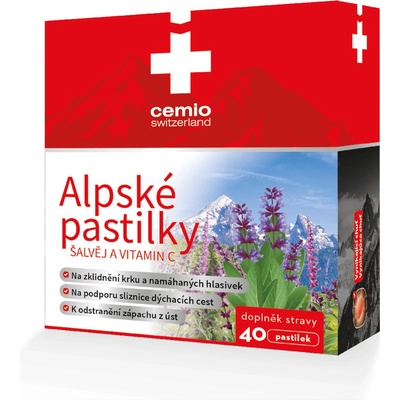 Cemio Alpské pastilky Šalvěj a vitamin C 40 pastiliek