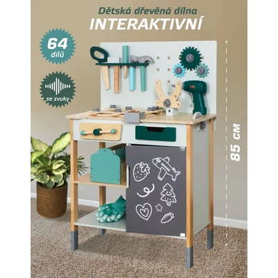 Derrson dřevěný interaktivní ponk tyrkysový XXL