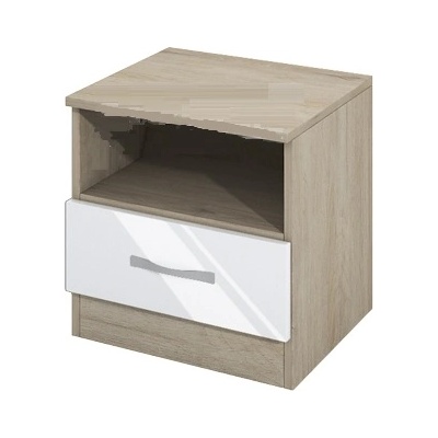 Bogdan Furniture I Нощно шкафче Mod 3007, Сонома арвен/Бял гланц