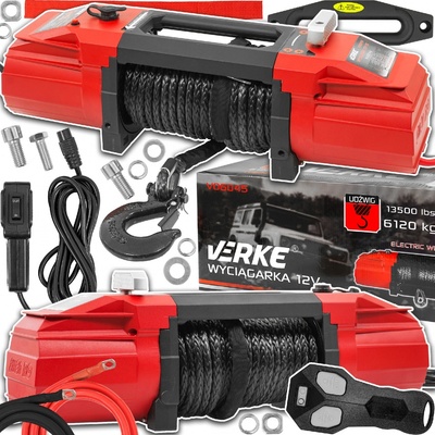 Elektrický lanový naviják 12V, 13500 LBS, syntetické lano 24m, Verke V06045