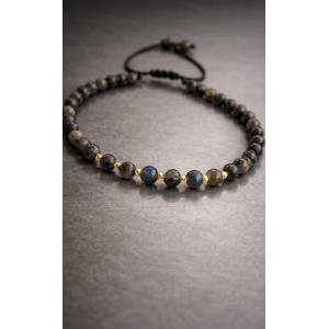Kathryn' s bracelets Луксозна мъжка гривна със златни топчета и лабрадорит 4мм (МЛЗТ1)