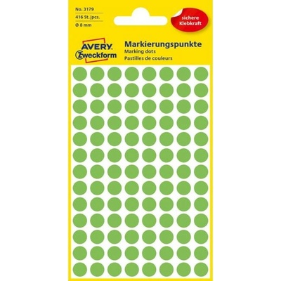 Etikety kruhové 8mm Avery neónovo zelené
