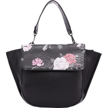 Diana & Co Kvetinová dámska taška s chlopňou čierna
