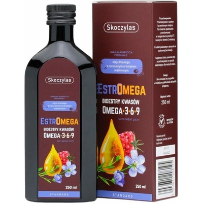 Skoczylas Estromega Bioestery omega 3-6-9 štandardných kyselín Malina 250 ml