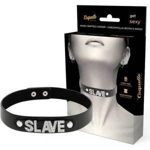  Чокър от изкуствена кожа с послание - Desire Choker Slave (D-229290)