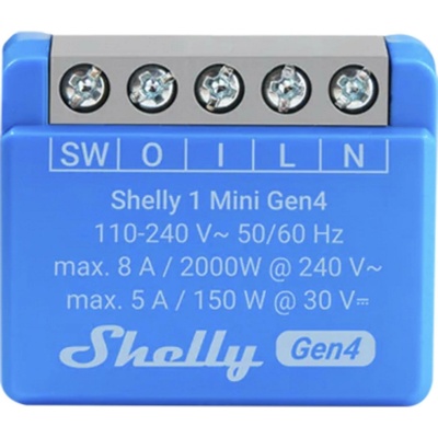 Shelly 1 Mini Gen4 spínací modul 1x 8A (WiFi, Bluetooth, Zigbee, Matter) SHELLY-1-Mini-Gen4-1779