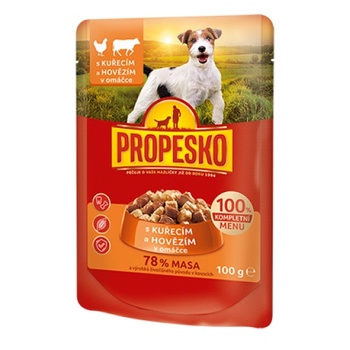 Partner in Pet Food Пауч за куче propesko 78% хапки месо, пиле и говеждо месо - 0, 100 кг