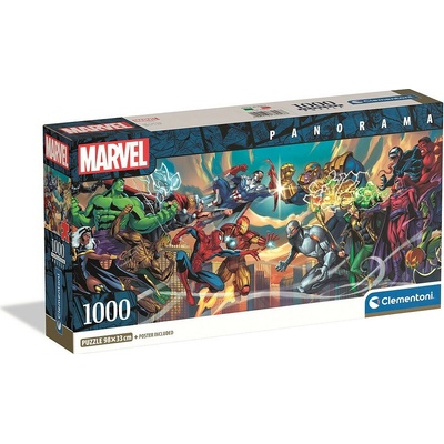 CLEMENTONI Panoramatické Marvel Hrdinové vs. padouši 1000 dílků