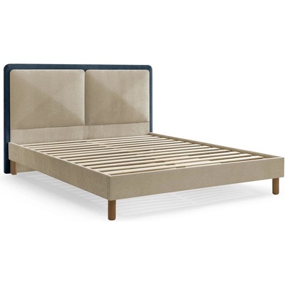 Bobochic Синьо /бежово тапицирано двойно легло 140x190 cm тапицирано с включена подматрачна рамка Mara - Bobochic Paris (8819)