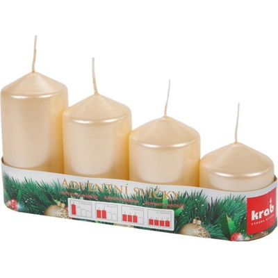 KRAB Adventní svíce válec krémová LAK postupka 4 ks