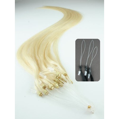 Vlasy pre metódu Micro Ring / Easy Loop / Easy Ring / Micro Loop 60cm - najsvetlejšia blond 1 prameň 0,7 gramov