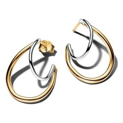 PANDORA Dvoubarevné náušnice Essence Organicky tvarované kruhy 264657C00