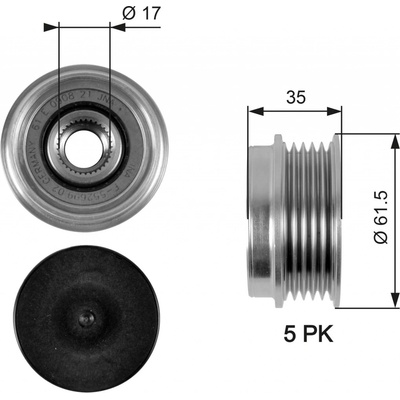 Voľnobeżka alternátora GATES OAP7033