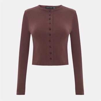 I Saw It First Фланелка с дълъг ръкав I Saw It First Long Sleeve Rib Button Top - Brown