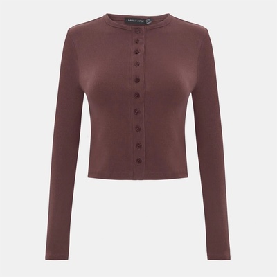 I Saw It First Фланелка с дълъг ръкав I Saw It First Long Sleeve Rib Button Top - Brown