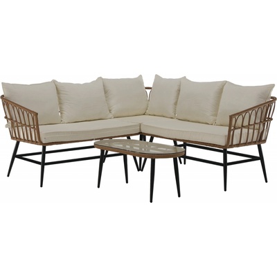 KONDELA ARALY Záhradný ratanový set, prírodná/béžová/čierna,