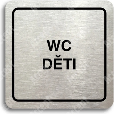 ACCEPT Piktogram WC děti - stříbrná tabulka - černý tisk