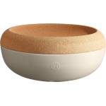 Emile henry (Франция) Керамична купа (фруктиера) с корков капак emile henry large storage bowl - Ø36 см - цвят екрю (eh 8765-02)
