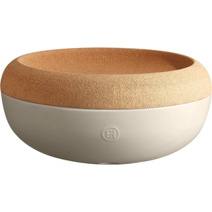 Emile henry (Франция) Керамична купа (фруктиера) с корков капак emile henry large storage bowl - Ø36 см - цвят екрю (eh 8765-02)