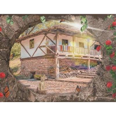 Диамантен Гоблен "Възрожденска Къща" - 40 x 50 см, Квадратни мъниста