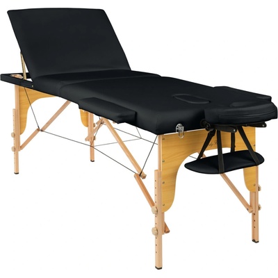 Drevený masážny stôl BodyFit 3 segmentový čierny 195 x 70,5 cm