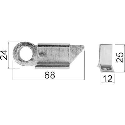 Rígeľ univerzálny L = 68 mm, biely zinok