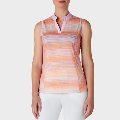 Callaway Golf STRIPED S/L W/CHEV Placket Polo PAPAYA