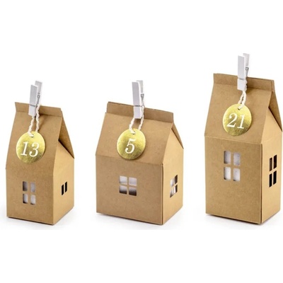 PartyDeco Adventní kalendář PAPÍROVÉ SÁČKY kraftový prázdný